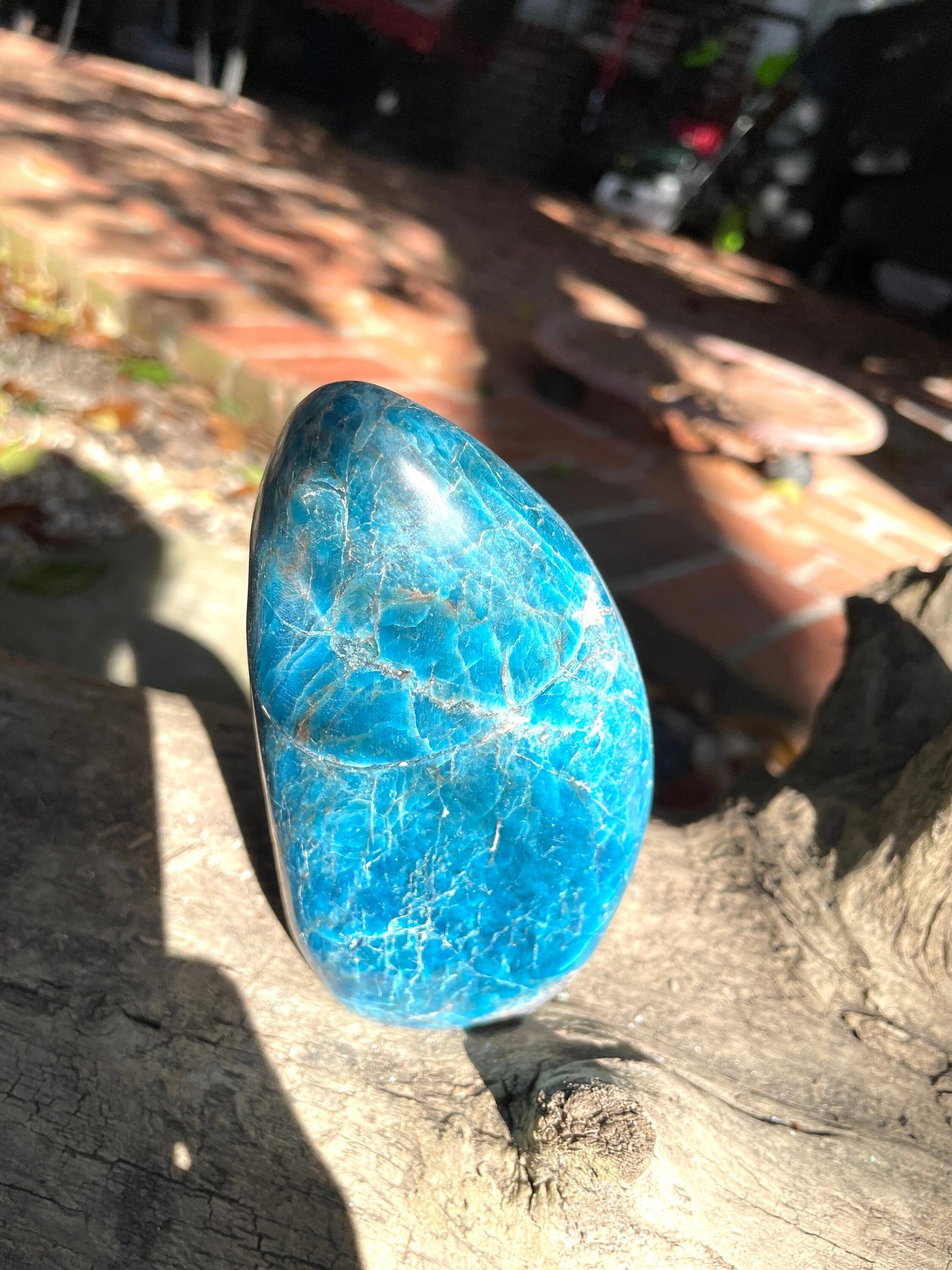 Medium Blue Apatite Polished Free Form from Madagascar 832g 1lb 13.3oz Specimen
