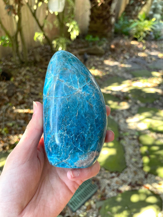 Medium Blue Apatite Polished Free Form from Madagascar 832g 1lb 13.3oz Specimen