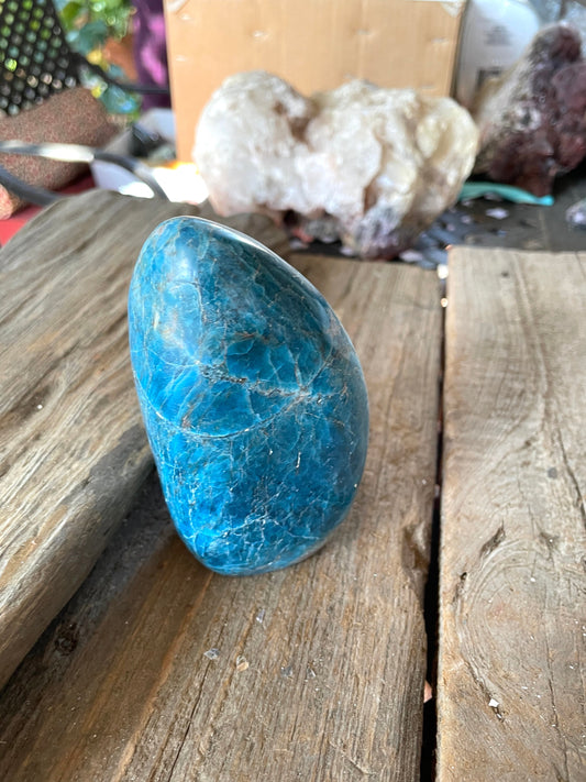 Medium Blue Apatite Polished Free Form from Madagascar 832g 1lb 13.3oz Specimen