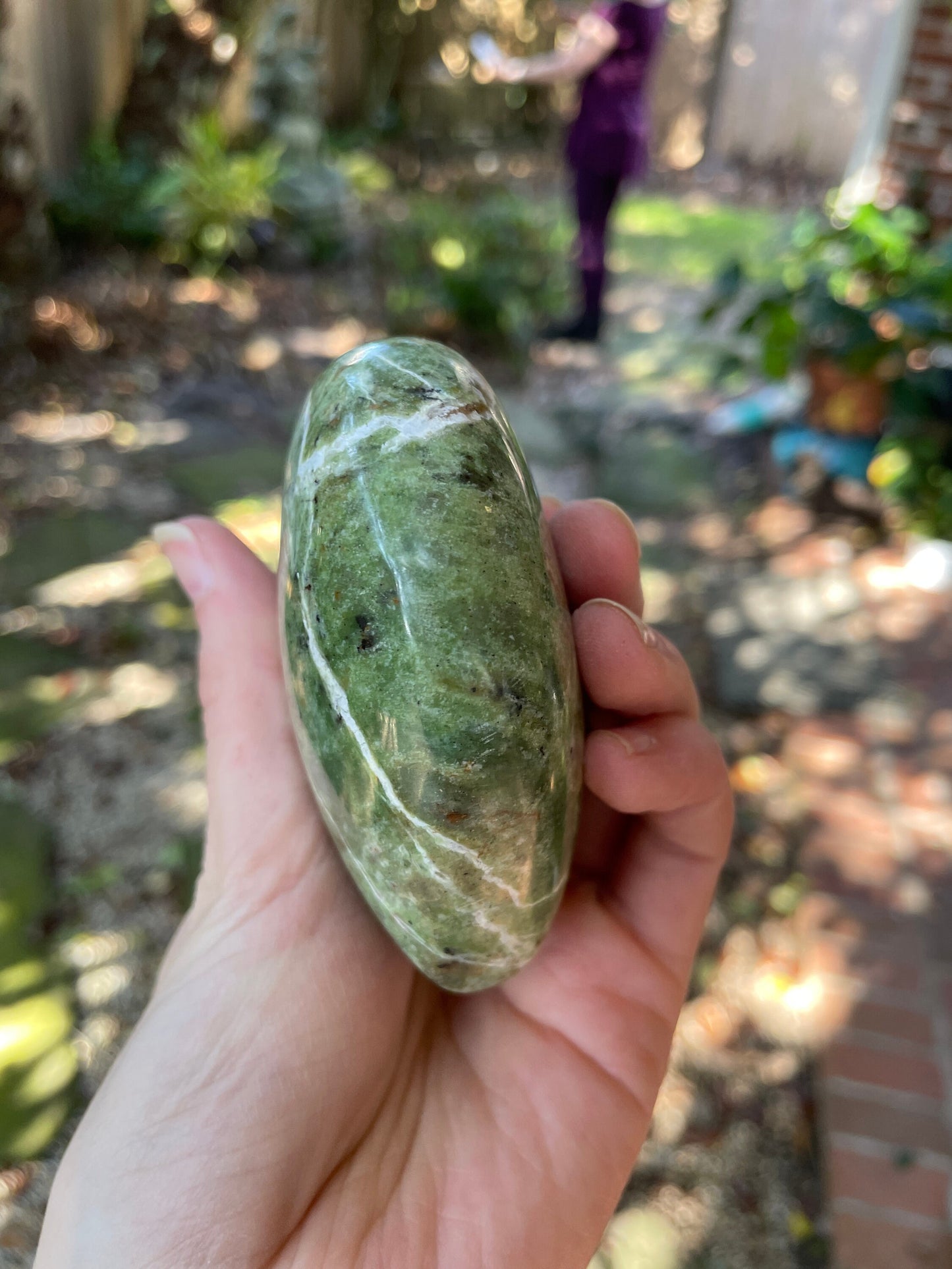 Polished Green Chrysocolla Heart Stone From Madagascar, Specimen 300.8g