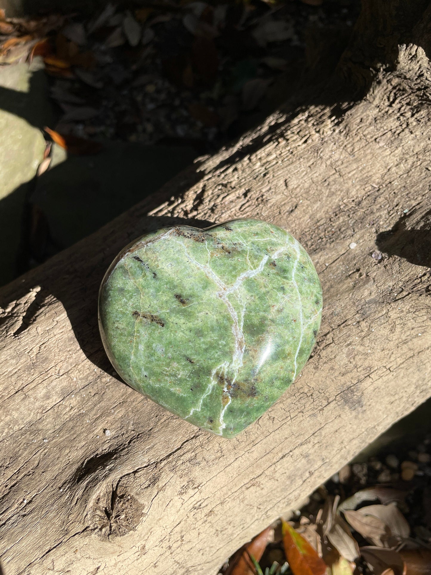 Polished Green Chrysocolla Heart Stone From Madagascar, Specimen 300.8g