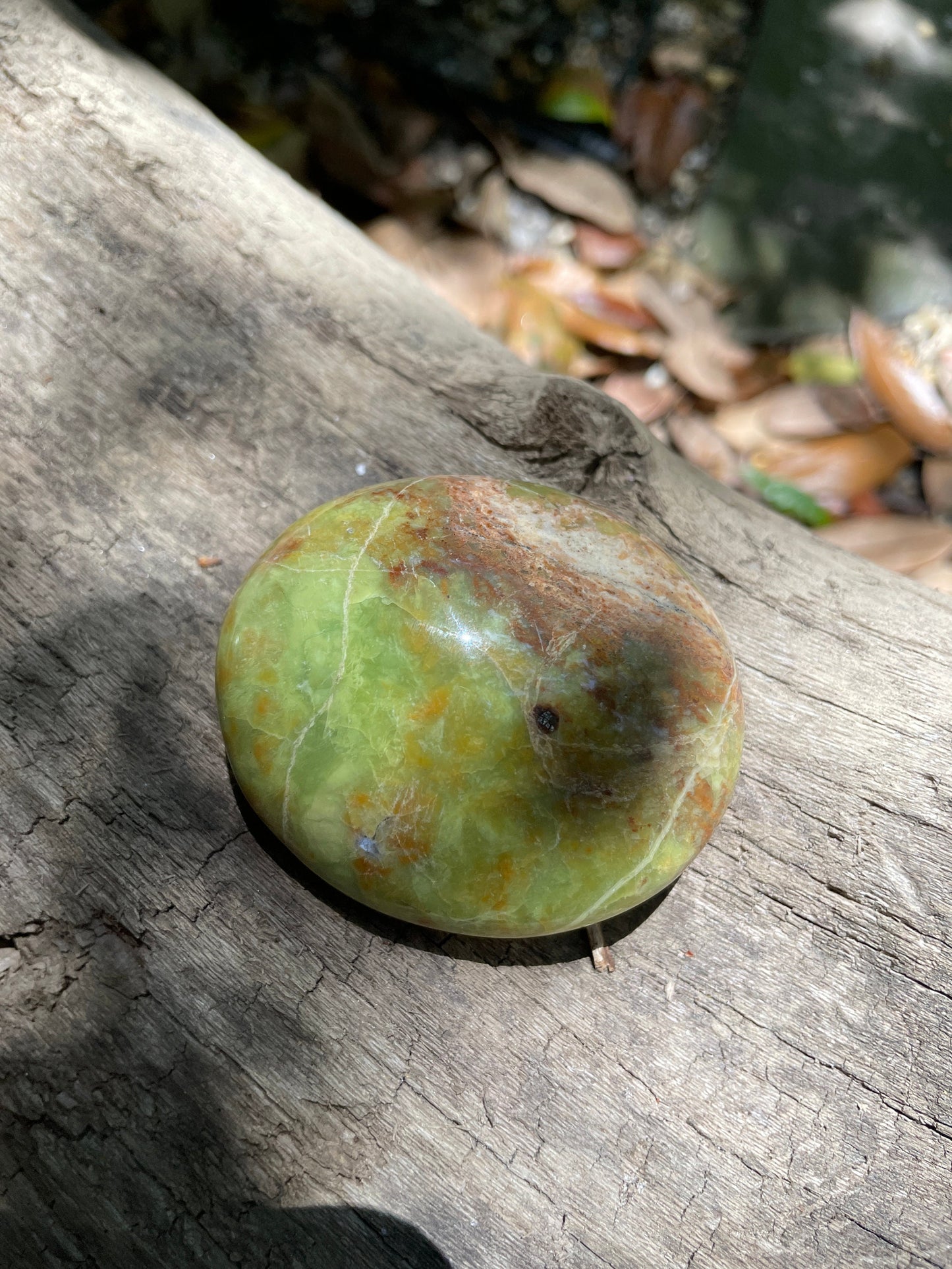 Polished Green Opal Palm Stone From Madagascar, Specimen 86.4g Mineral Crystal