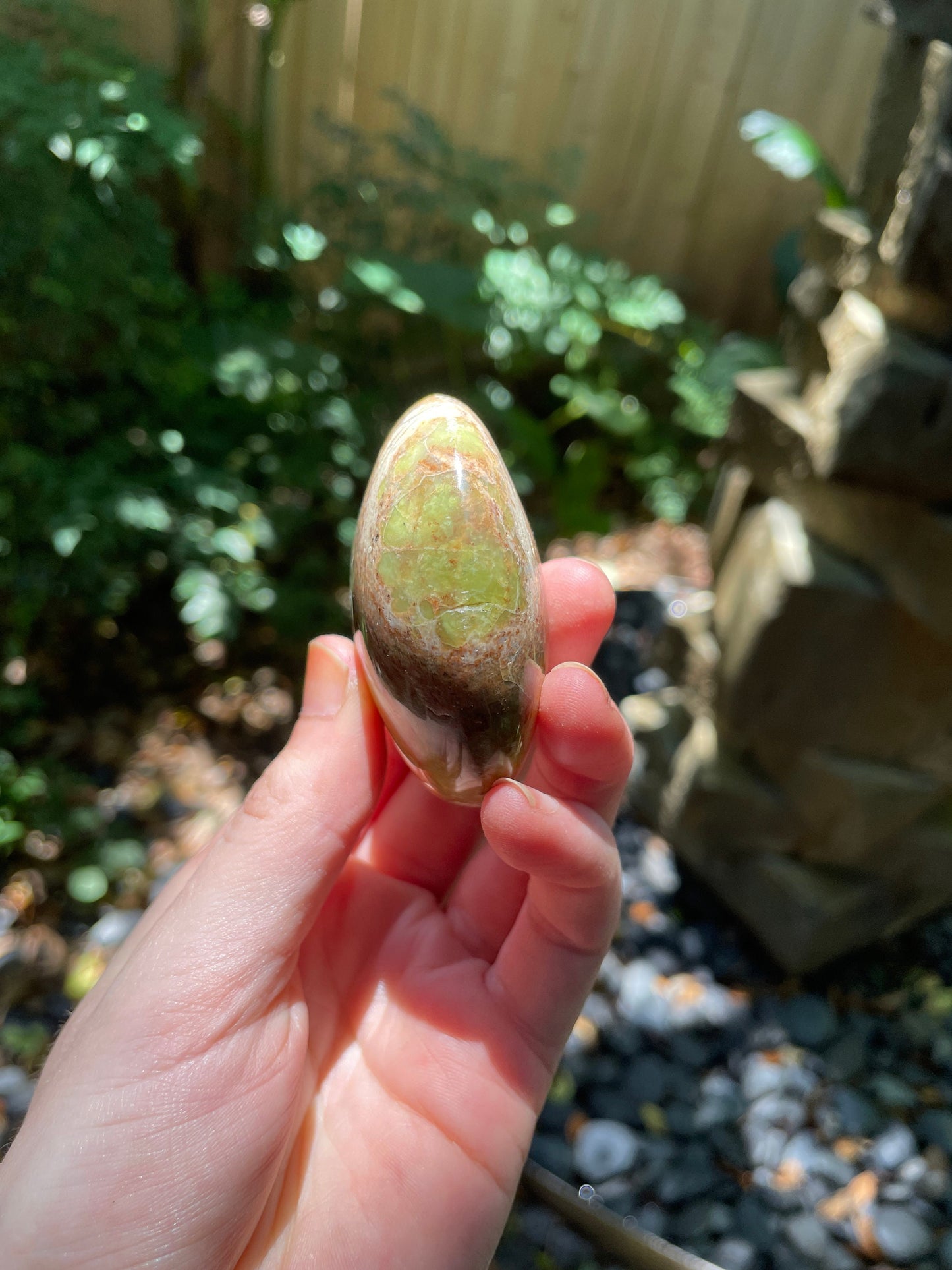 Polished Green Opal Palm Stone From Madagascar, Specimen 86.4g Mineral Crystal