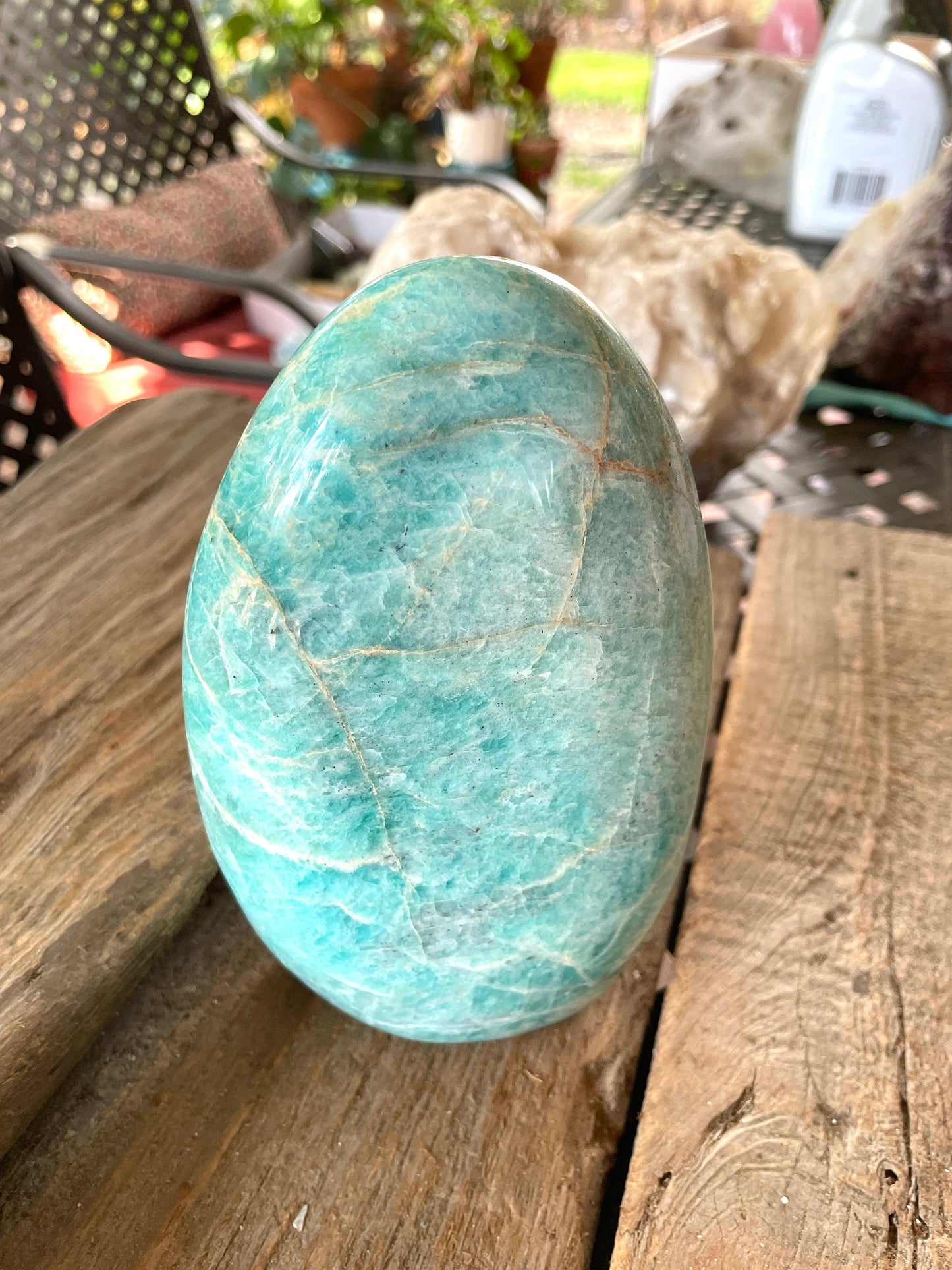 Vivid Polished Amazonite Free Form Display Specimen 830g 1lb 13.4oz From Madagascar