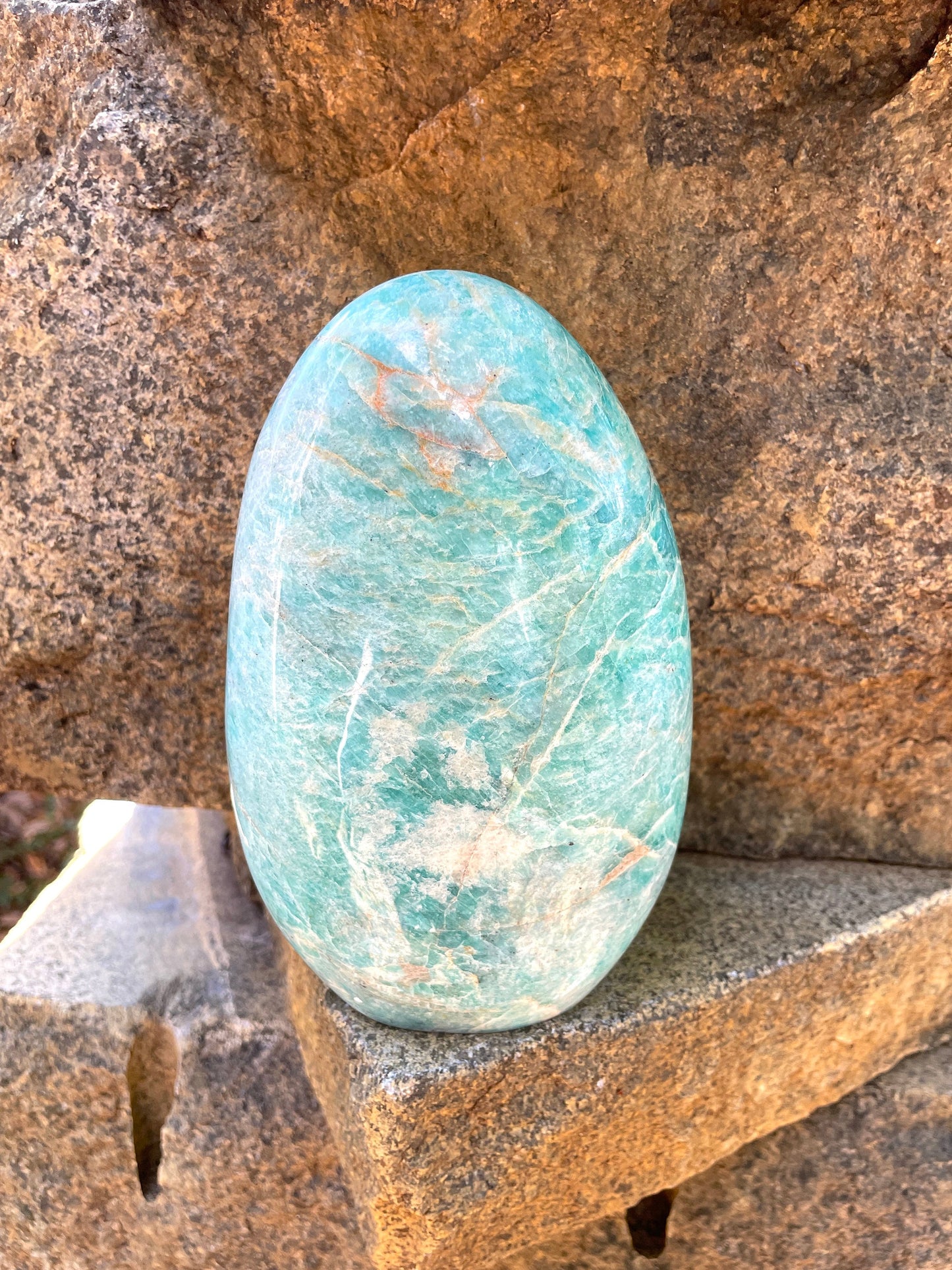 Vivid Polished Amazonite Free Form Display Specimen 830g 1lb 13.4oz From Madagascar