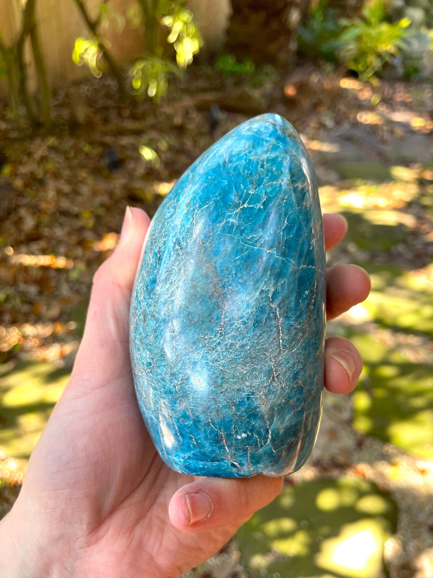 Medium Blue Apatite Polished Free Form from Madagascar 832g 1lb 13.3oz Specimen