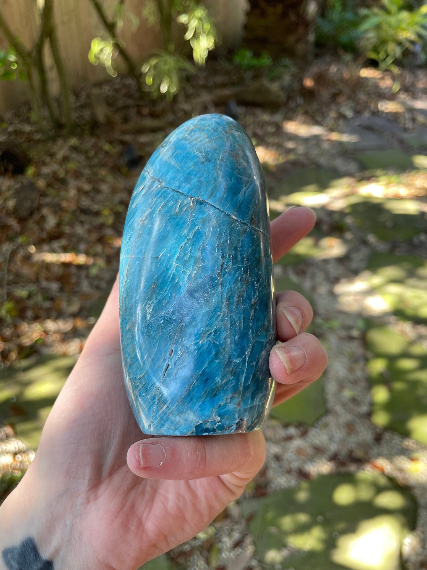 Medium Blue Apatite Polished Free Form from Madagascar 832g 1lb 13.3oz Specimen