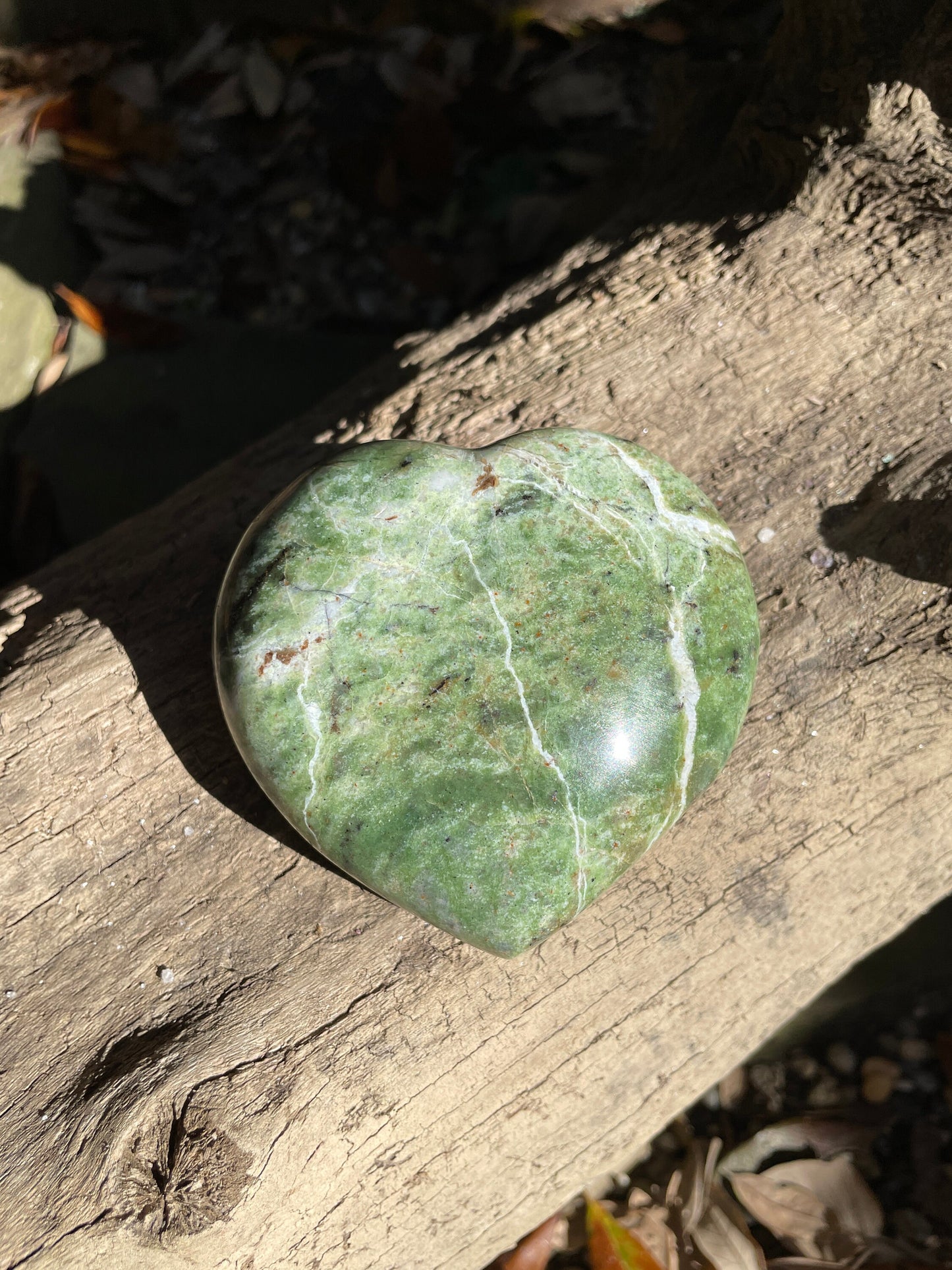 Polished Green Chrysocolla Heart Stone From Madagascar, Specimen 300.8g