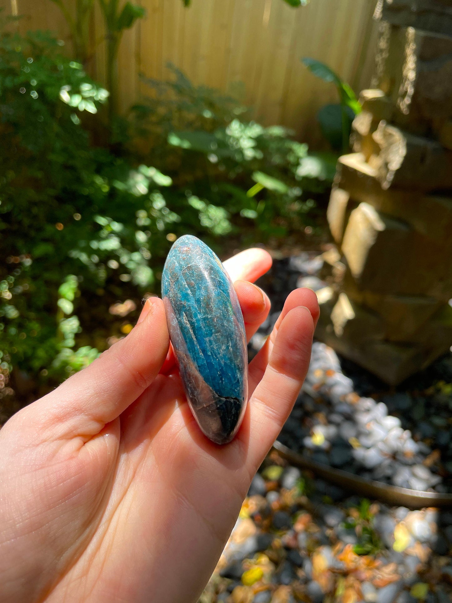 Blue Apatite Palm Stone from Madagascar 145.4g Specimen Mineral Crystal