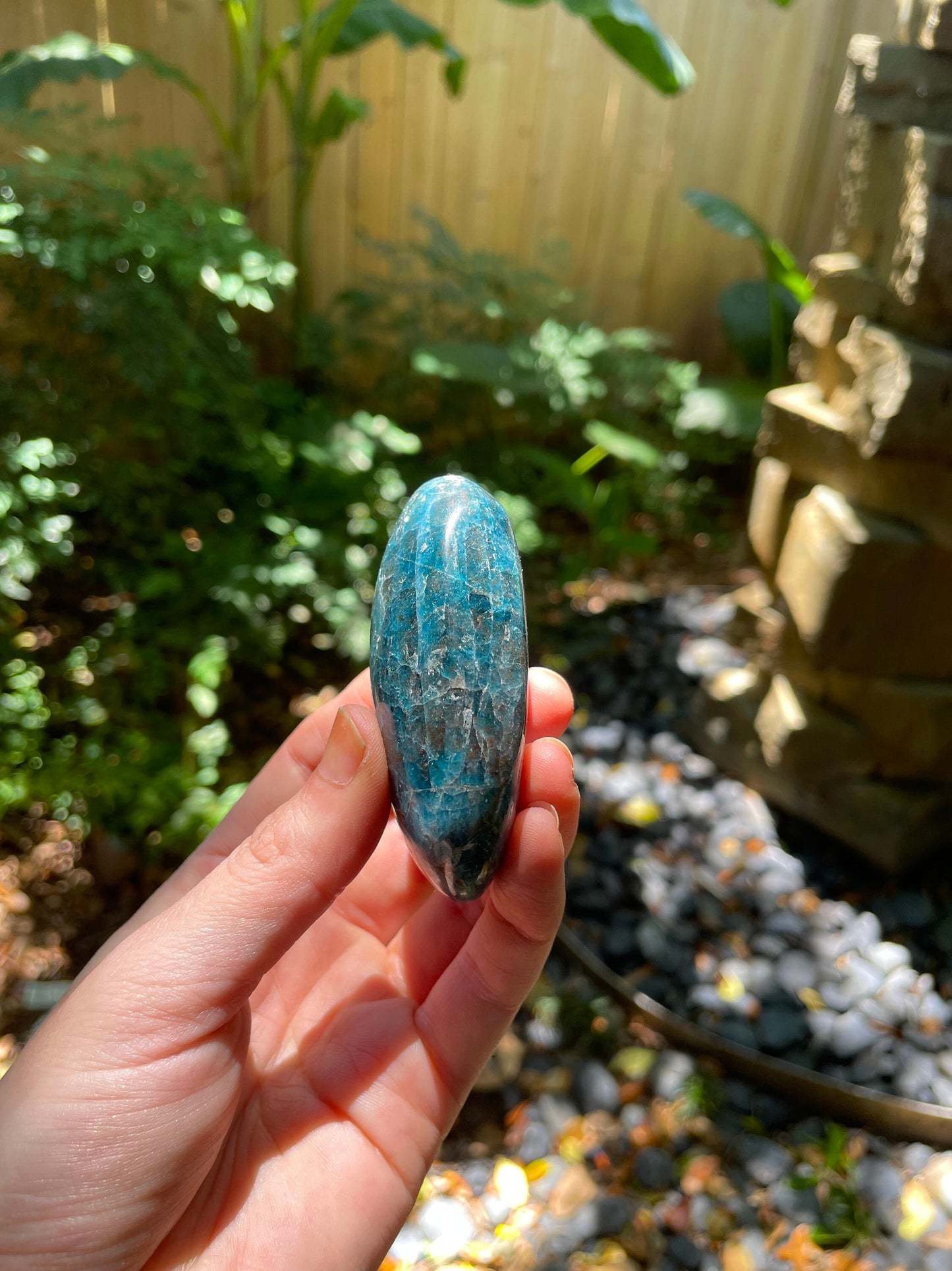 Blue Apatite Palm Stone from Madagascar 145.4g Specimen Mineral Crystal