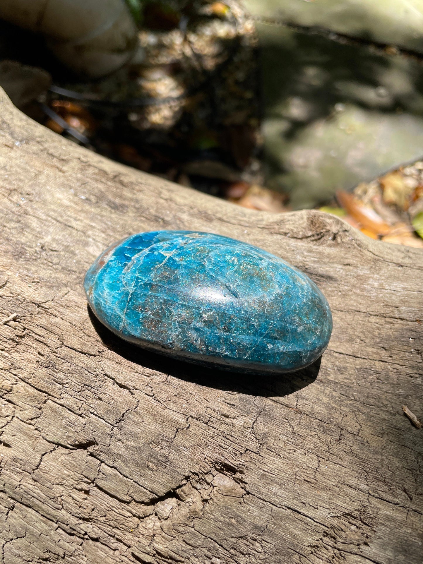 Blue Apatite Palm Stone from Madagascar 145.4g Specimen Mineral Crystal