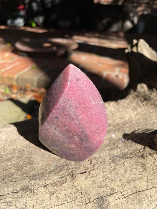 Beautiful Polished Rhodonite Teardrop Specimen 312.2g From MadagascarMineral