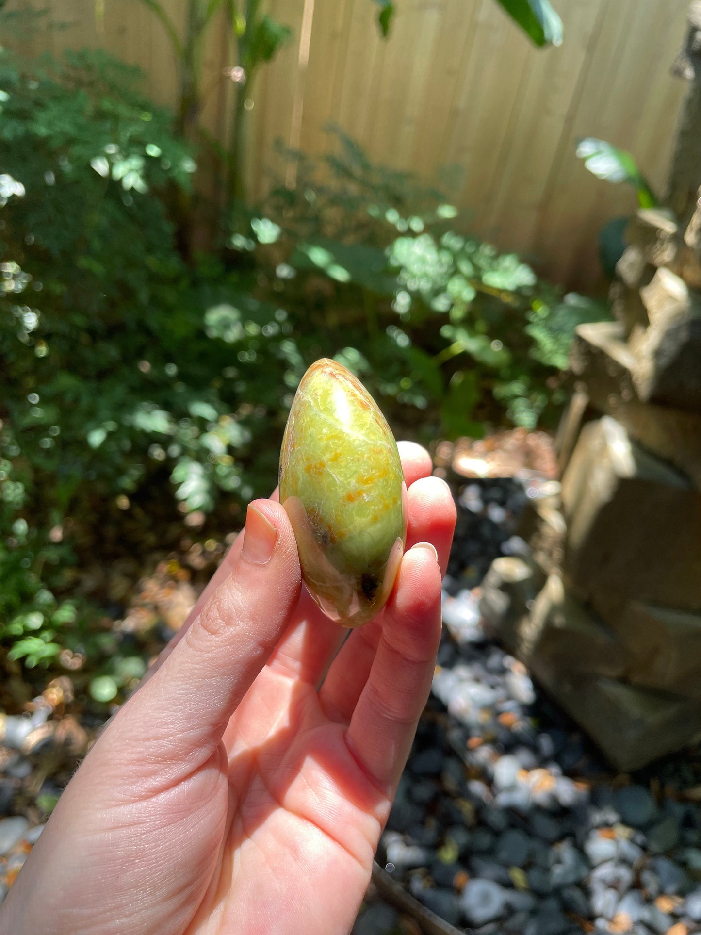 Polished Green Opal Palm Stone From Madagascar, Specimen 86.4g Mineral Crystal