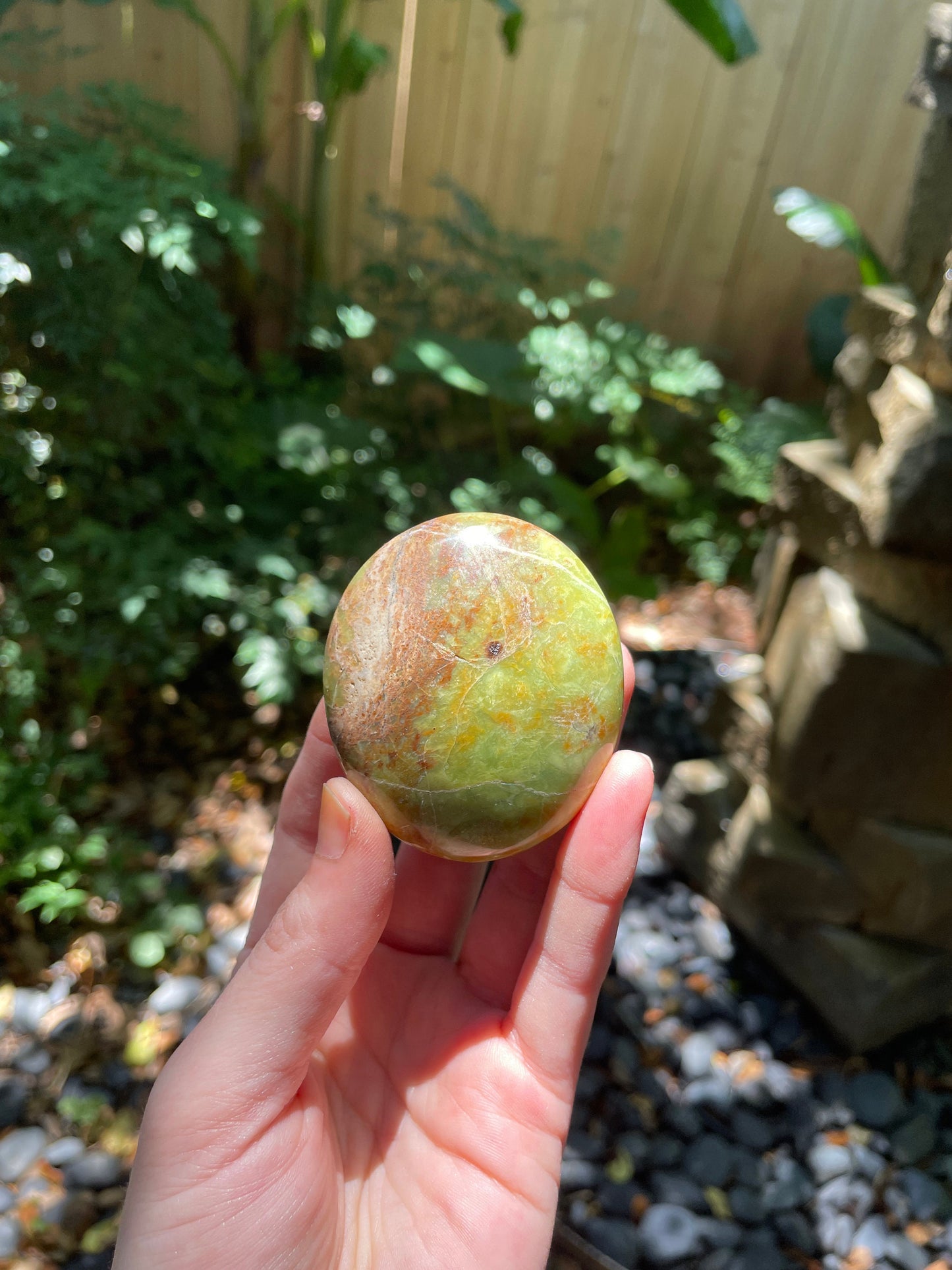 Polished Green Opal Palm Stone From Madagascar, Specimen 86.4g Mineral Crystal