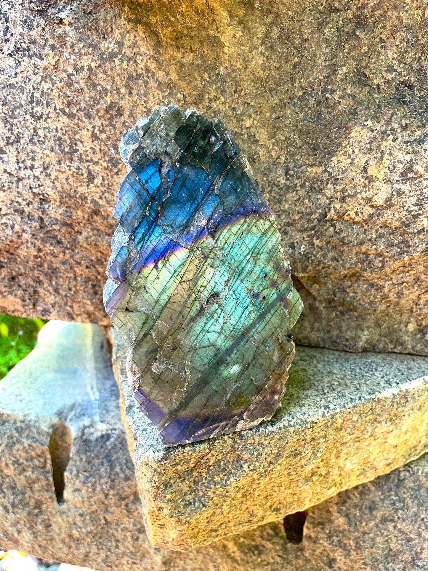 Half Polished Polished Rainbow Labradorite Free Form 594g From Madagascar