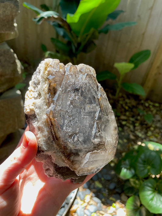 Smokey Elesital Quartz 624g Specimen with Feldspar from Minas Gerais Brazil Mineral Crystal