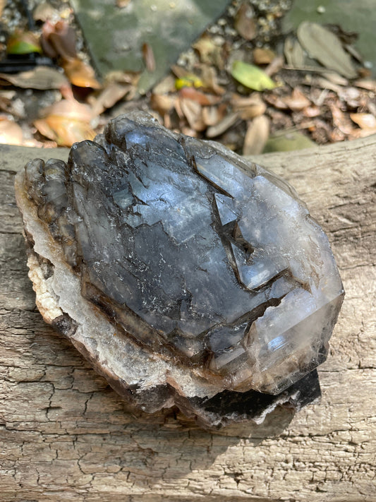 Smokey Elesital Quartz 624g Specimen with Feldspar from Minas Gerais Brazil Mineral Crystal