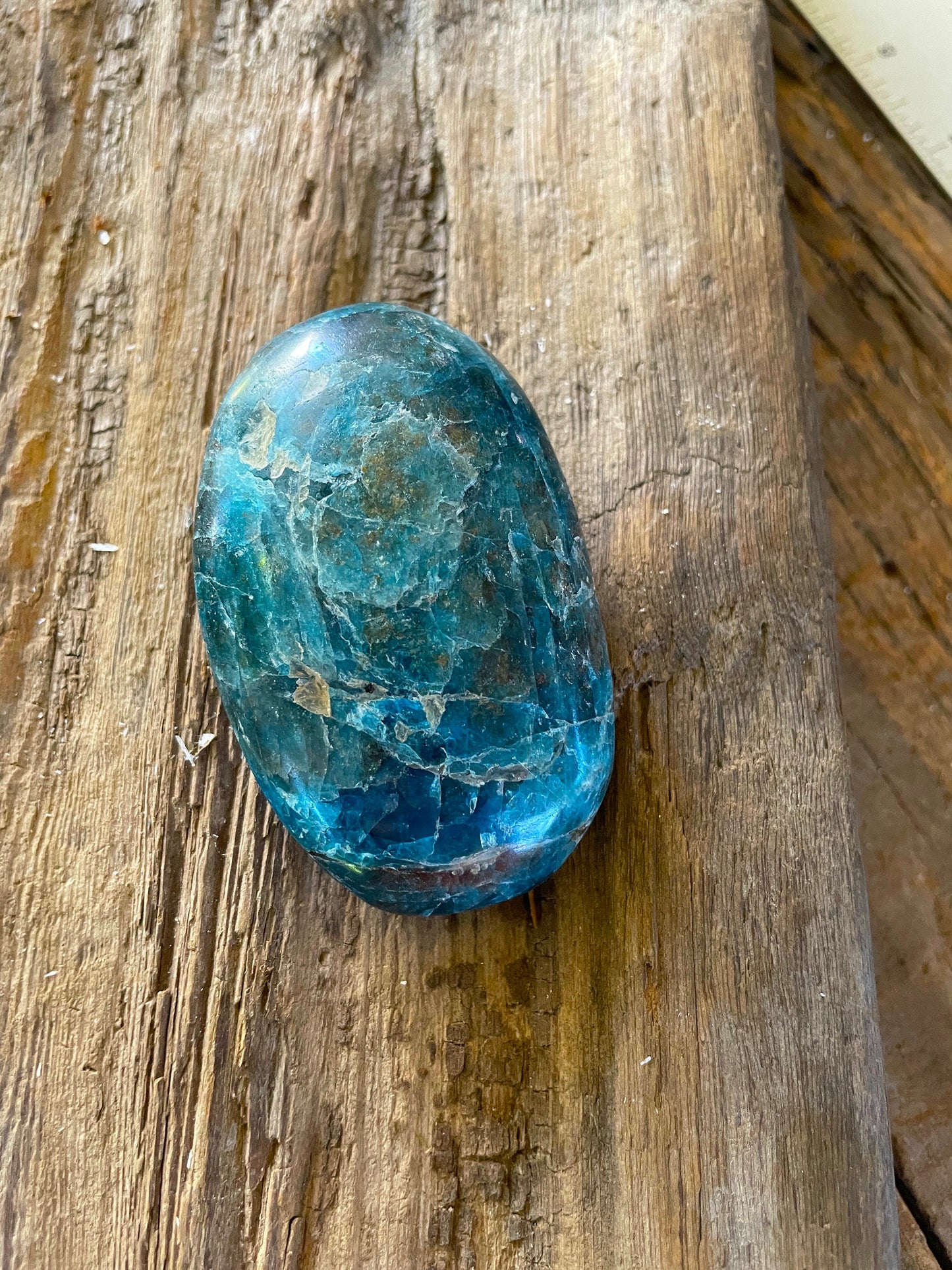 Blue Apatite Palm Stone from Madagascar 145.4g Specimen Mineral Crystal