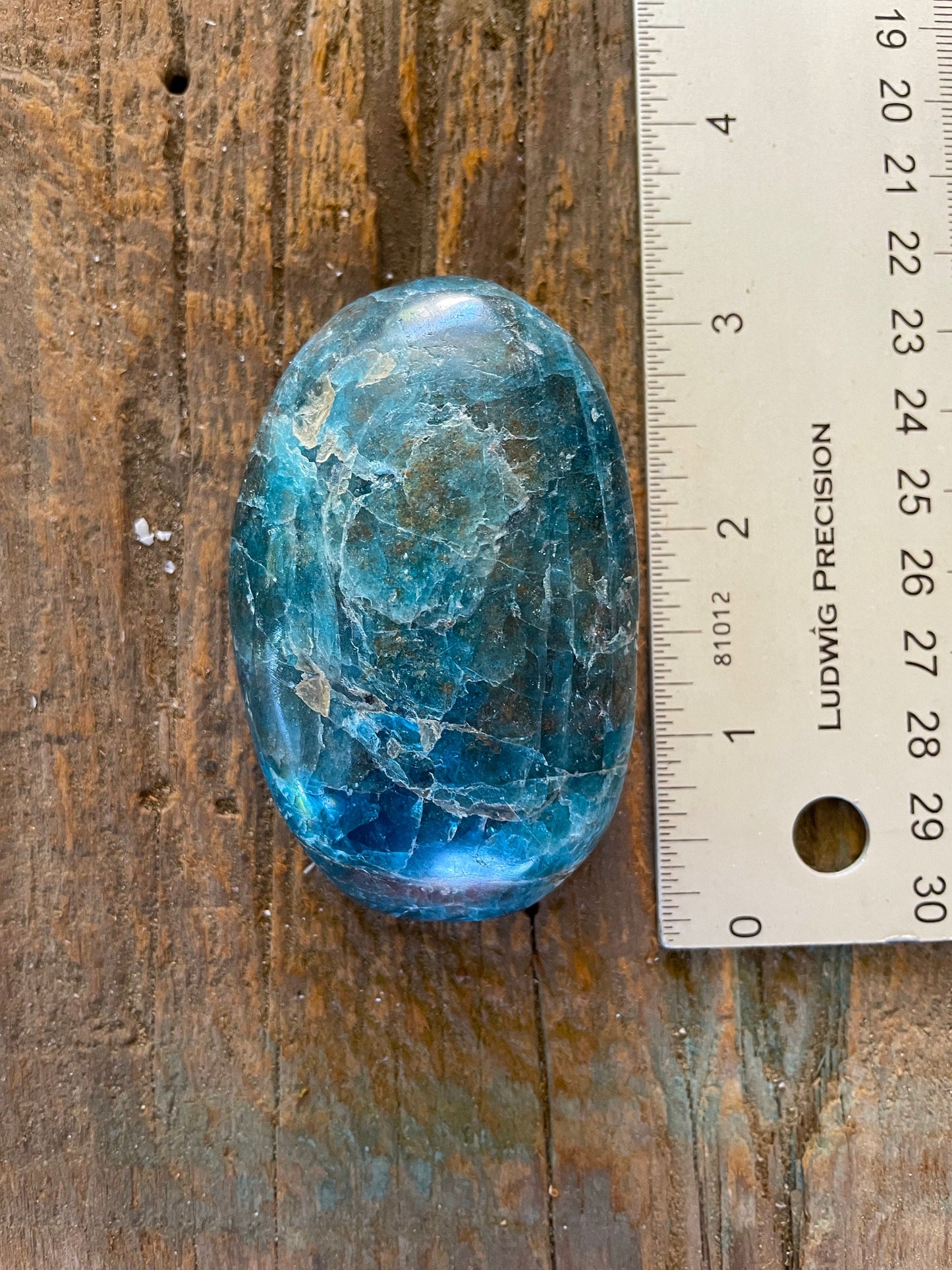 Blue Apatite Palm Stone from Madagascar 145.4g Specimen Mineral Crystal