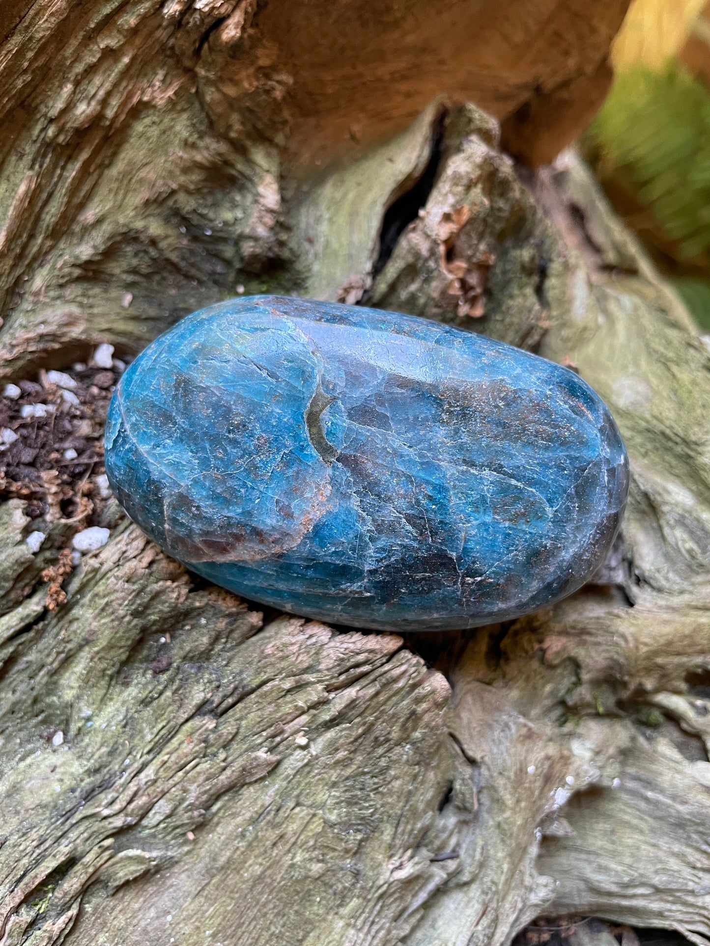 Blue Apatite Palm Stone from Madagascar 145.4g Specimen Mineral Crystal