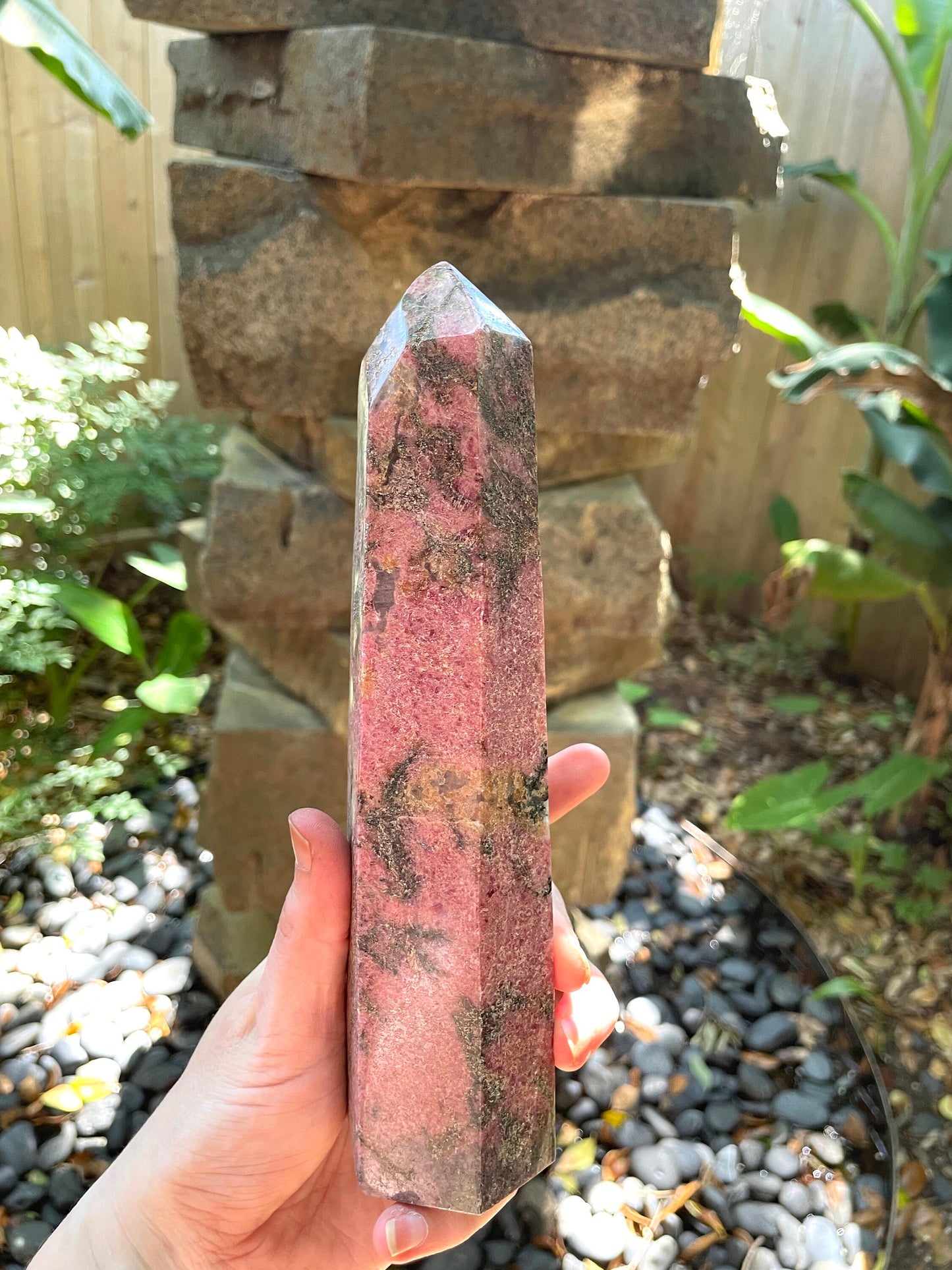 Beautiful Polished Rhodonite Tower Specimen 1068g 2lbs 5.6oz From Madagascar Mineral Crystal