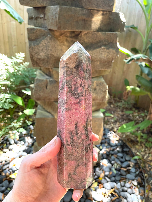 Beautiful Polished Rhodonite Tower Specimen 1068g 2lbs 5.6oz From Madagascar Mineral Crystal