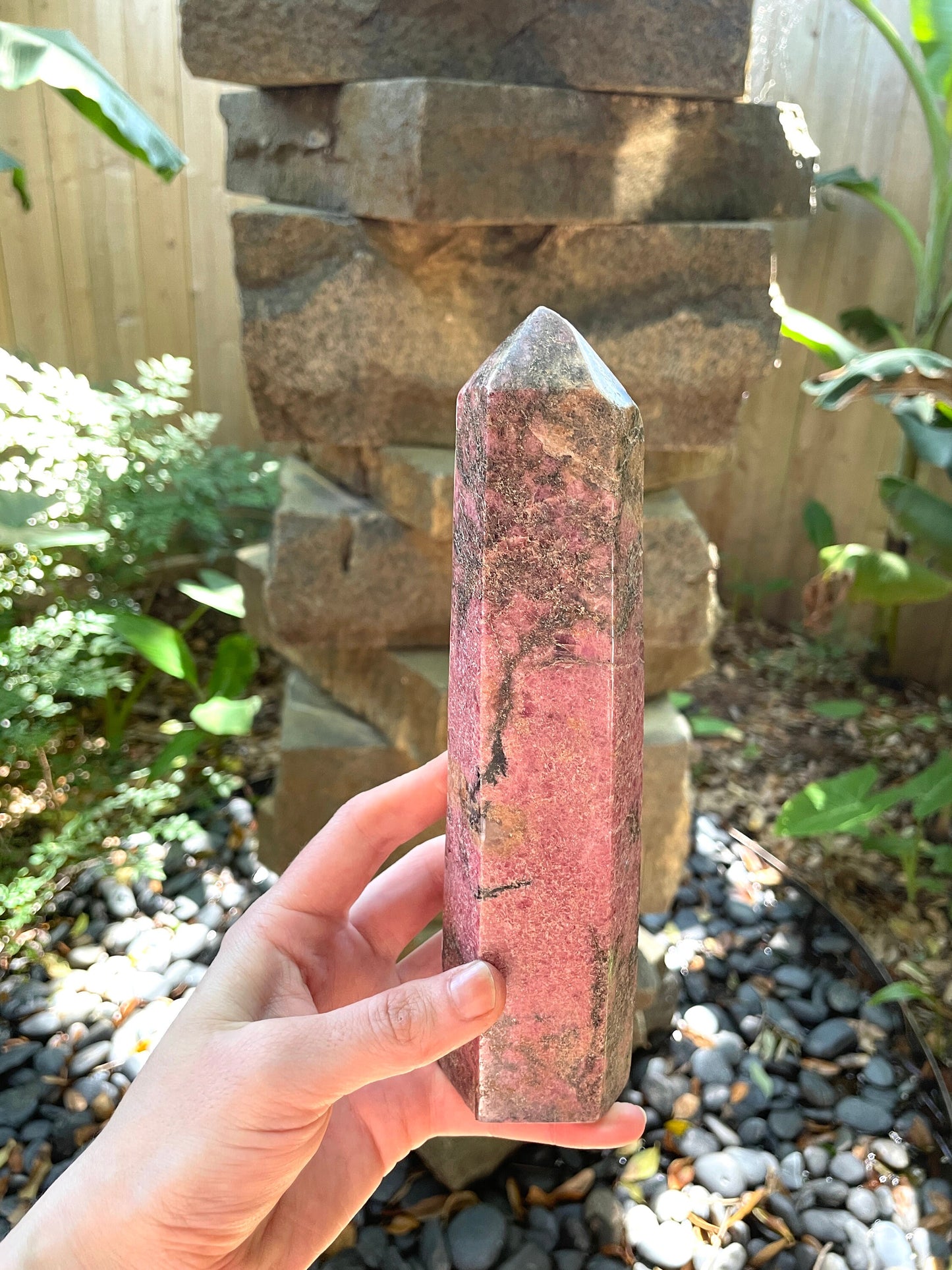 Beautiful Polished Rhodonite Tower Specimen 1068g 2lbs 5.6oz From Madagascar Mineral Crystal