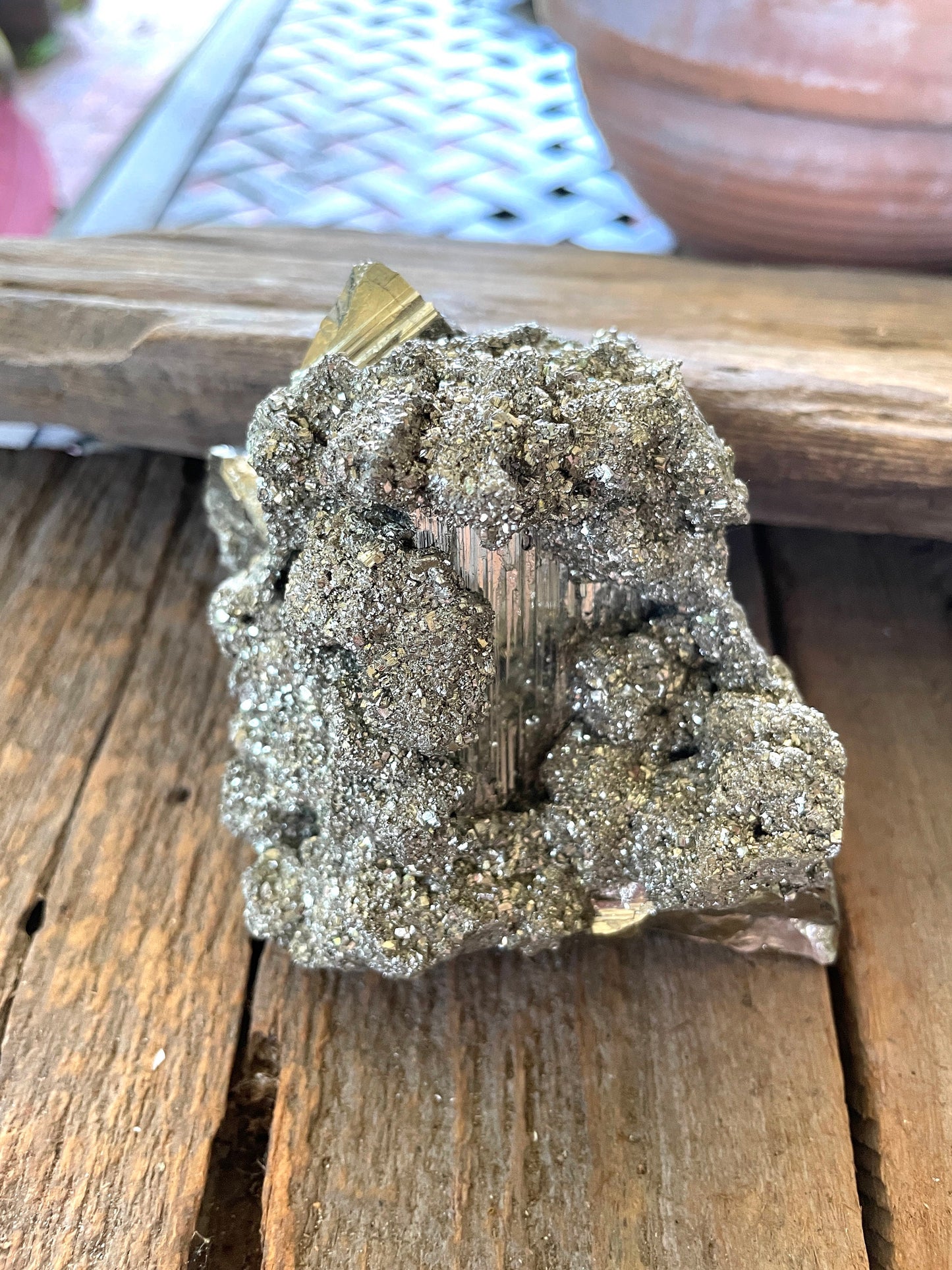 Beautiful Large Natural Raw Pyrite Crystal Specimen 594g 1lb 4.9oz from Huanzala, Peru Crystals