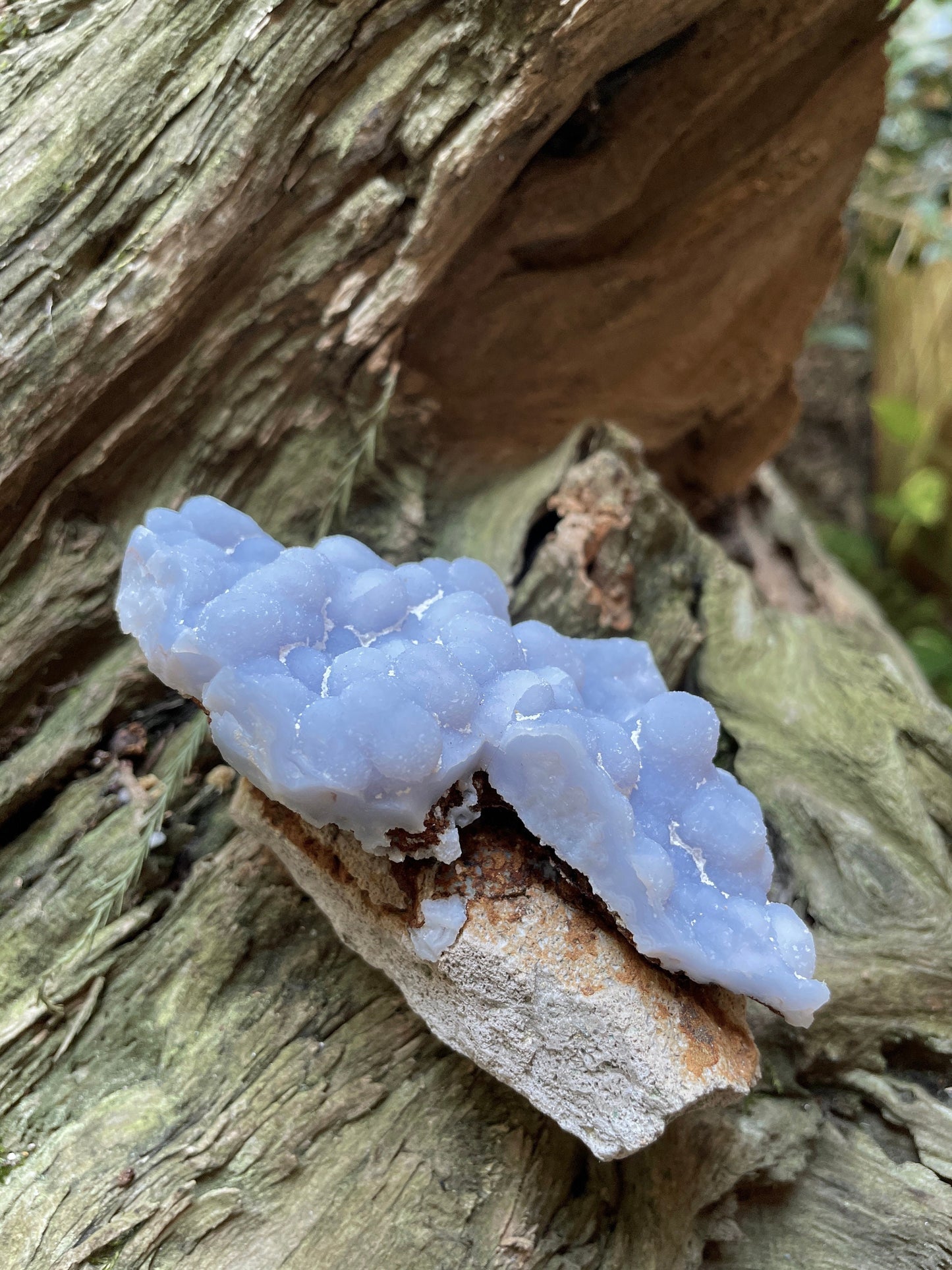 Blue Botryoidal Chalcedony Specimen 202.3g from Moquengua Near Puno, Peru Mineral Crystal