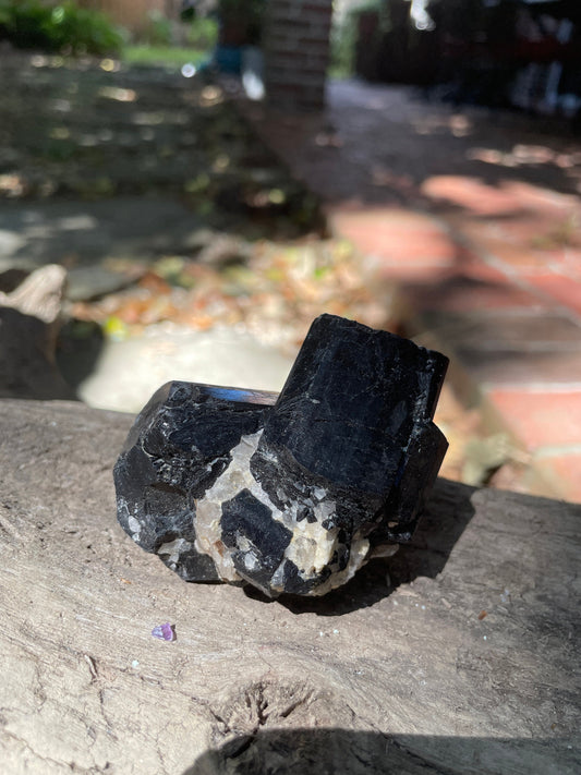 Black Tourmaline with Feldspar and Quartz From Brazil 186g Specimen Mineral Crystal