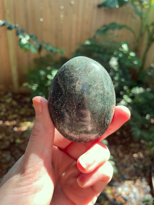 Deep Green Fuchsite palm stone 150.7g Specimen From Madagascar Crystals Minerals