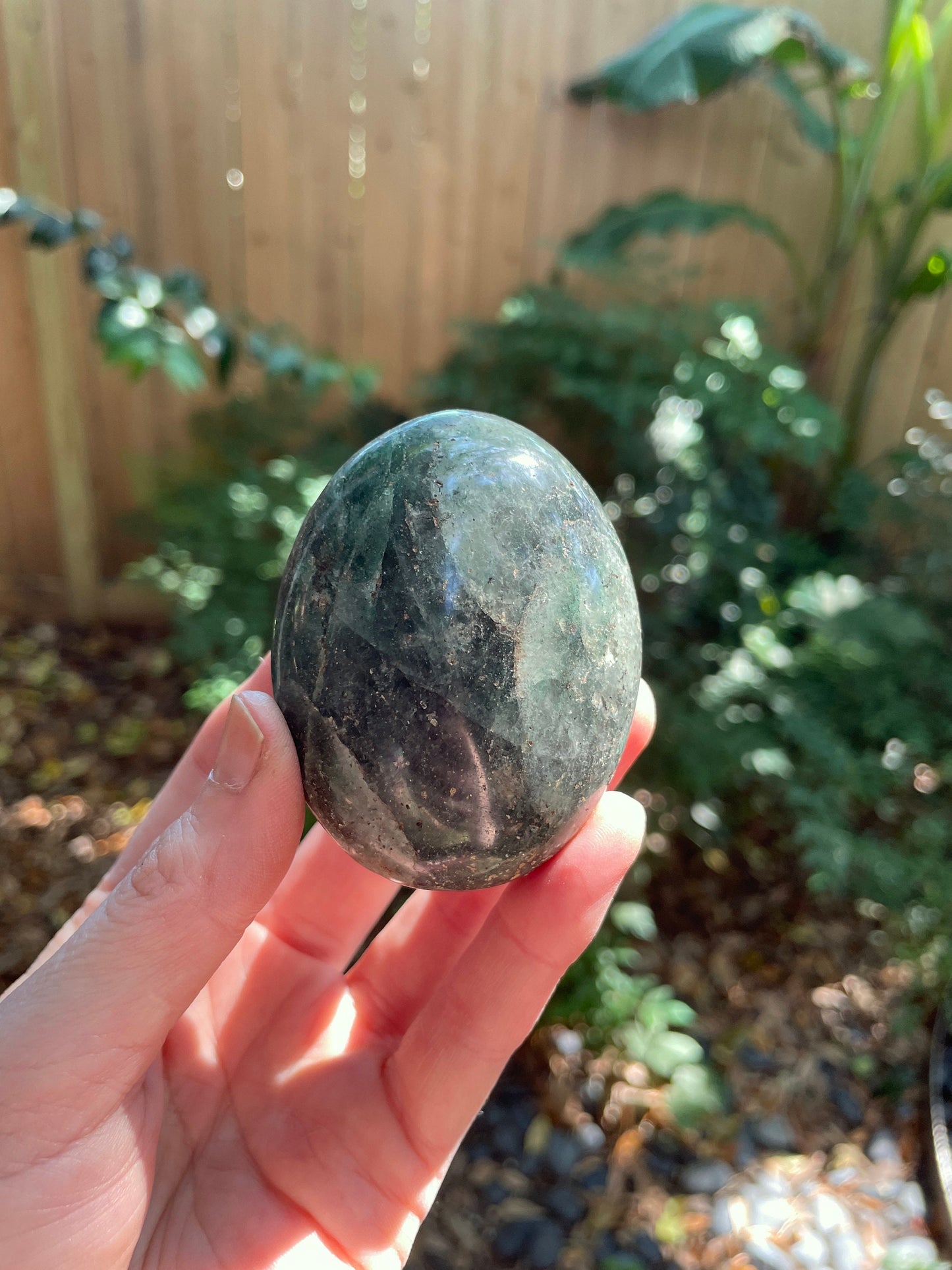 Deep Green Fuchsite palm stone 150.7g Specimen From Madagascar Crystals Minerals