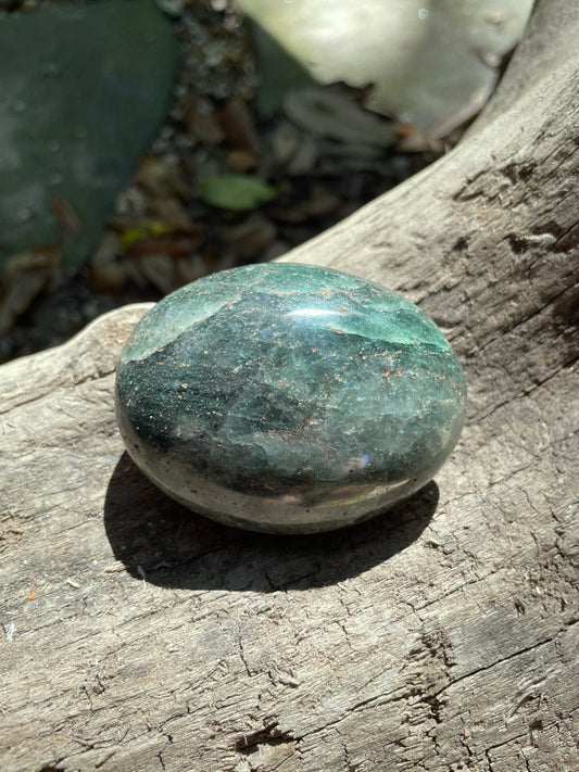 Deep Green Fuchsite palm stone 150.7g Specimen From Madagascar Crystals Minerals