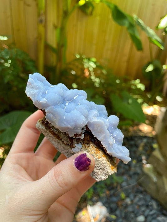 Blue Botryoidal Chalcedony Specimen 202.3g from Moquengua Near Puno, Peru Mineral Crystal