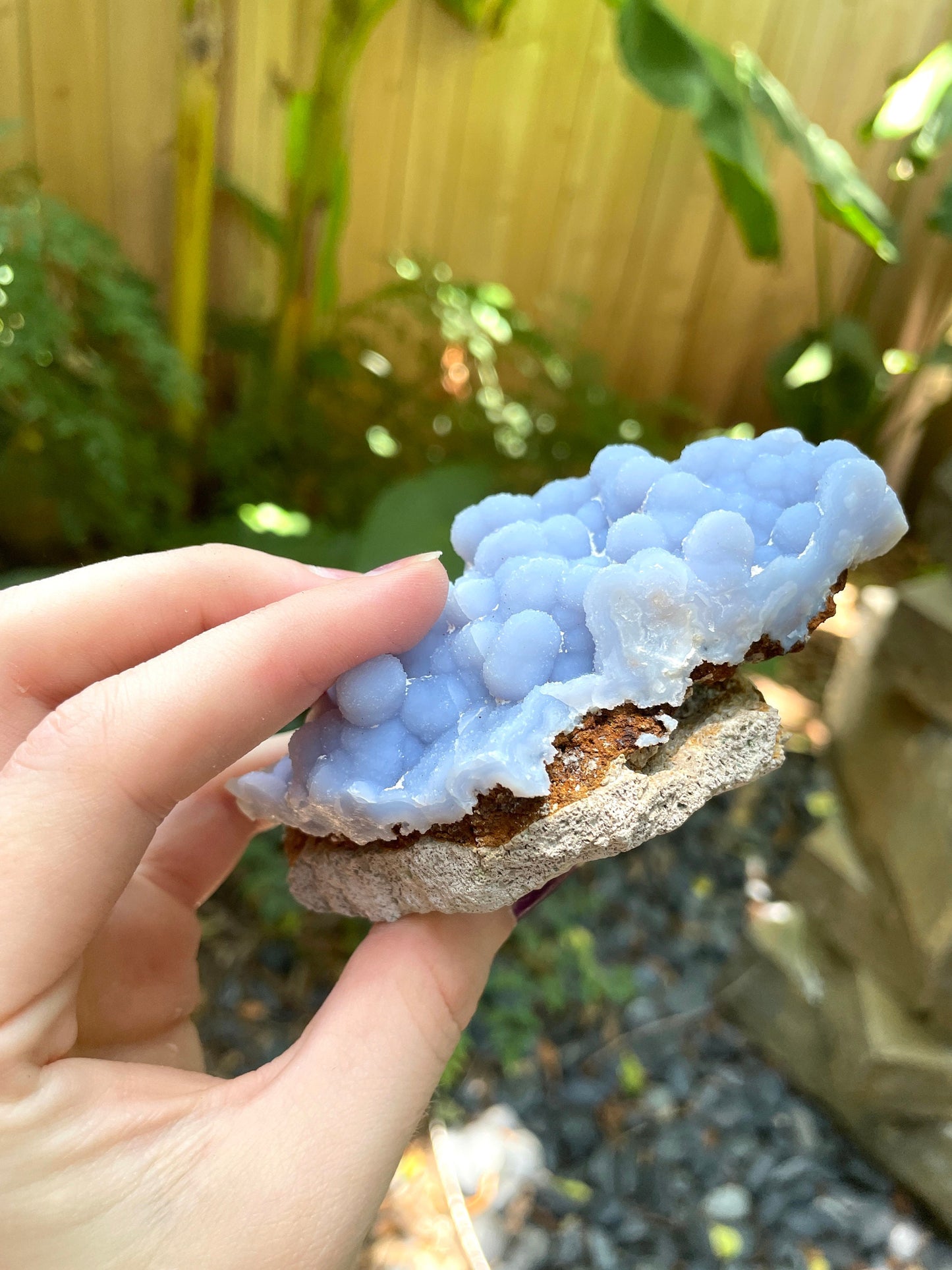 Blue Botryoidal Chalcedony Specimen 202.3g from Moquengua Near Puno, Peru Mineral Crystal