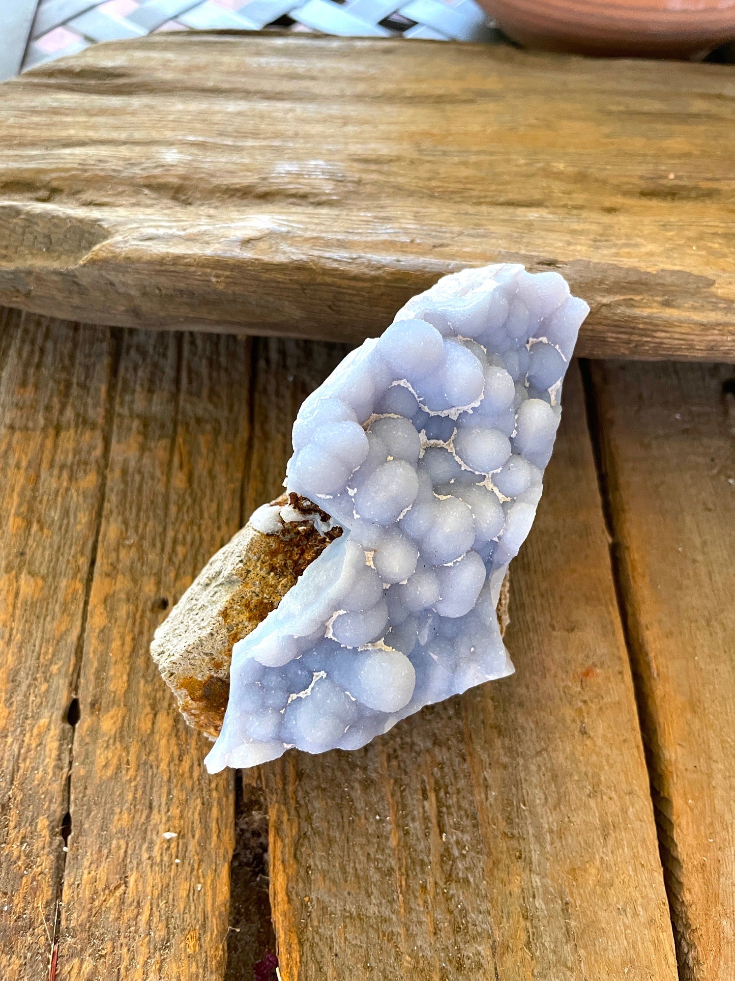 Blue Botryoidal Chalcedony Specimen 202.3g from Moquengua Near Puno, Peru Mineral Crystal