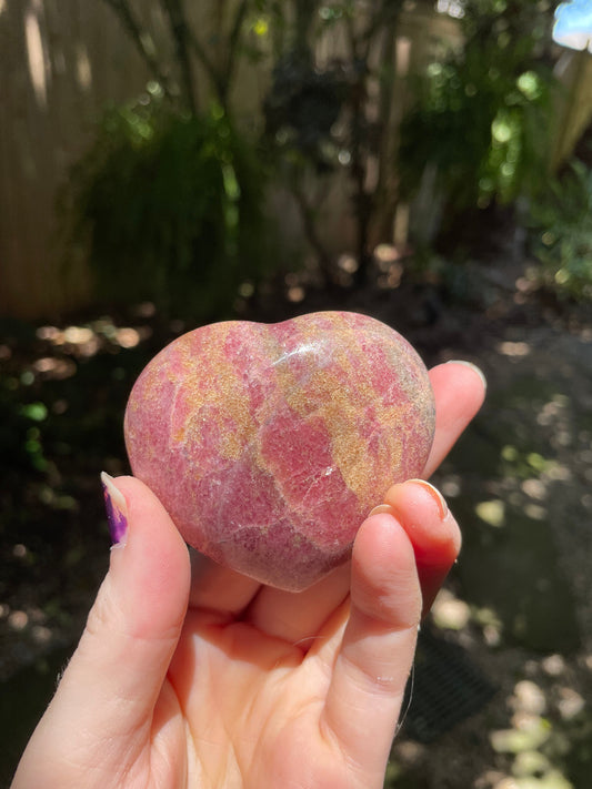 Beautiful Small Polished Heart Stone Rhodonite Specimen 183.5g From Madagascar Mineral Crystal