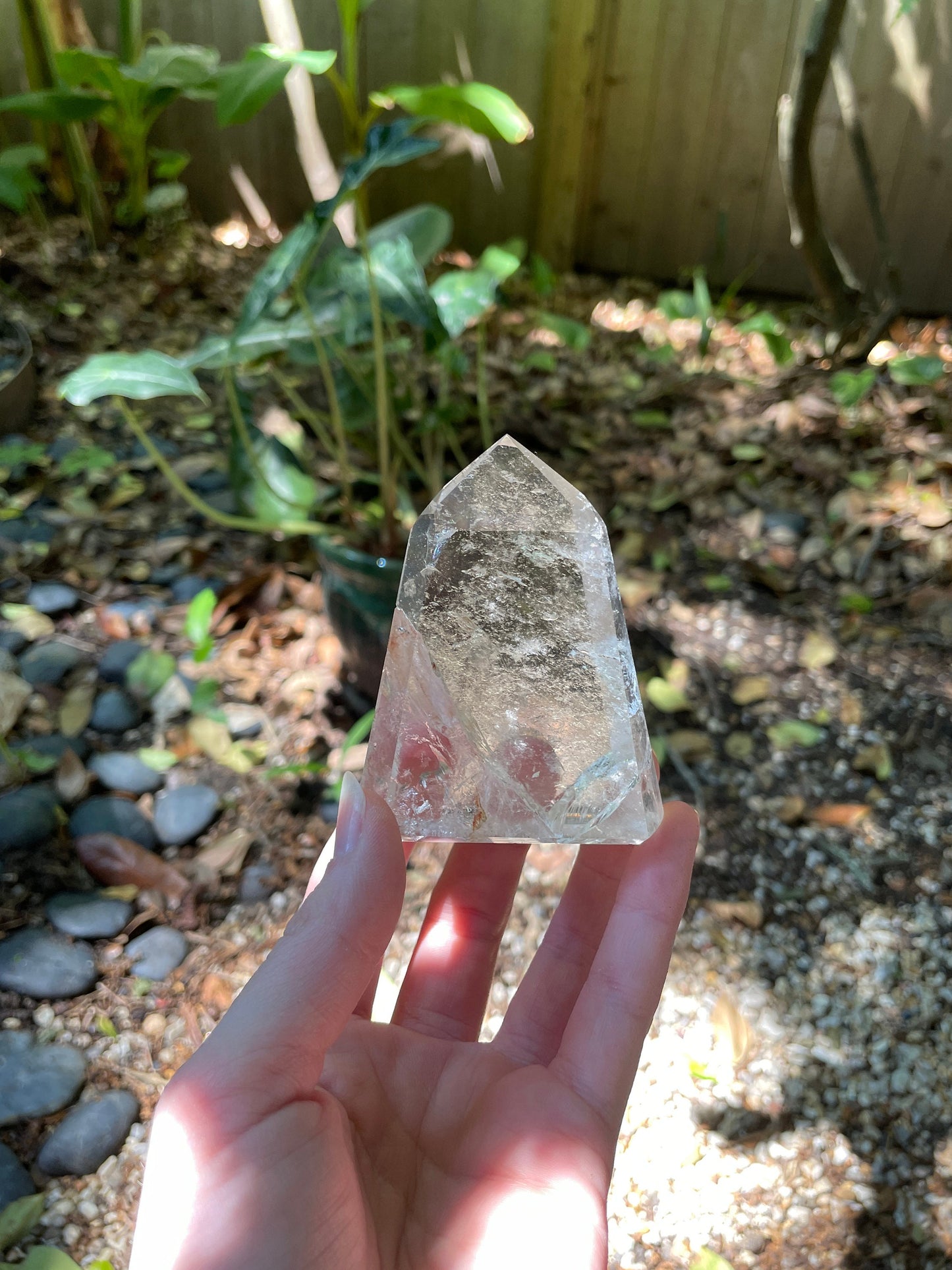 Brazilian Clear Quartz 141.7g With Iron Inclusions Polished Point Specimen Mineral Crystal