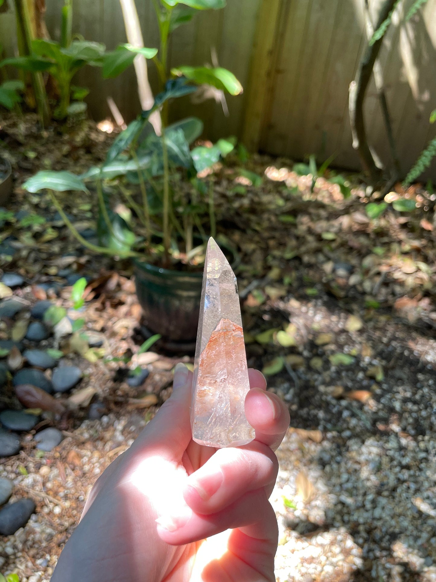 Brazilian Clear Quartz 141.7g With Iron Inclusions Polished Point Specimen Mineral Crystal