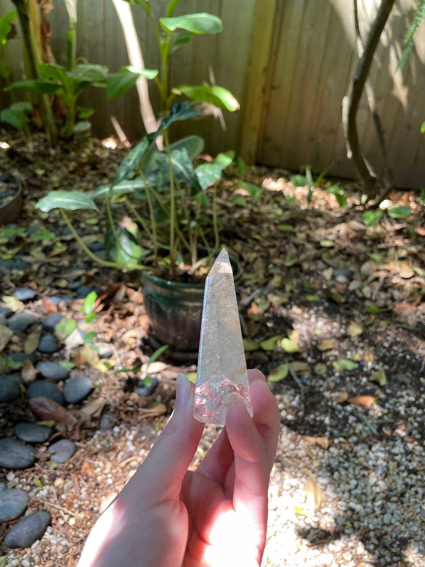 Brazilian Clear Quartz 141.7g With Iron Inclusions Polished Point Specimen Mineral Crystal