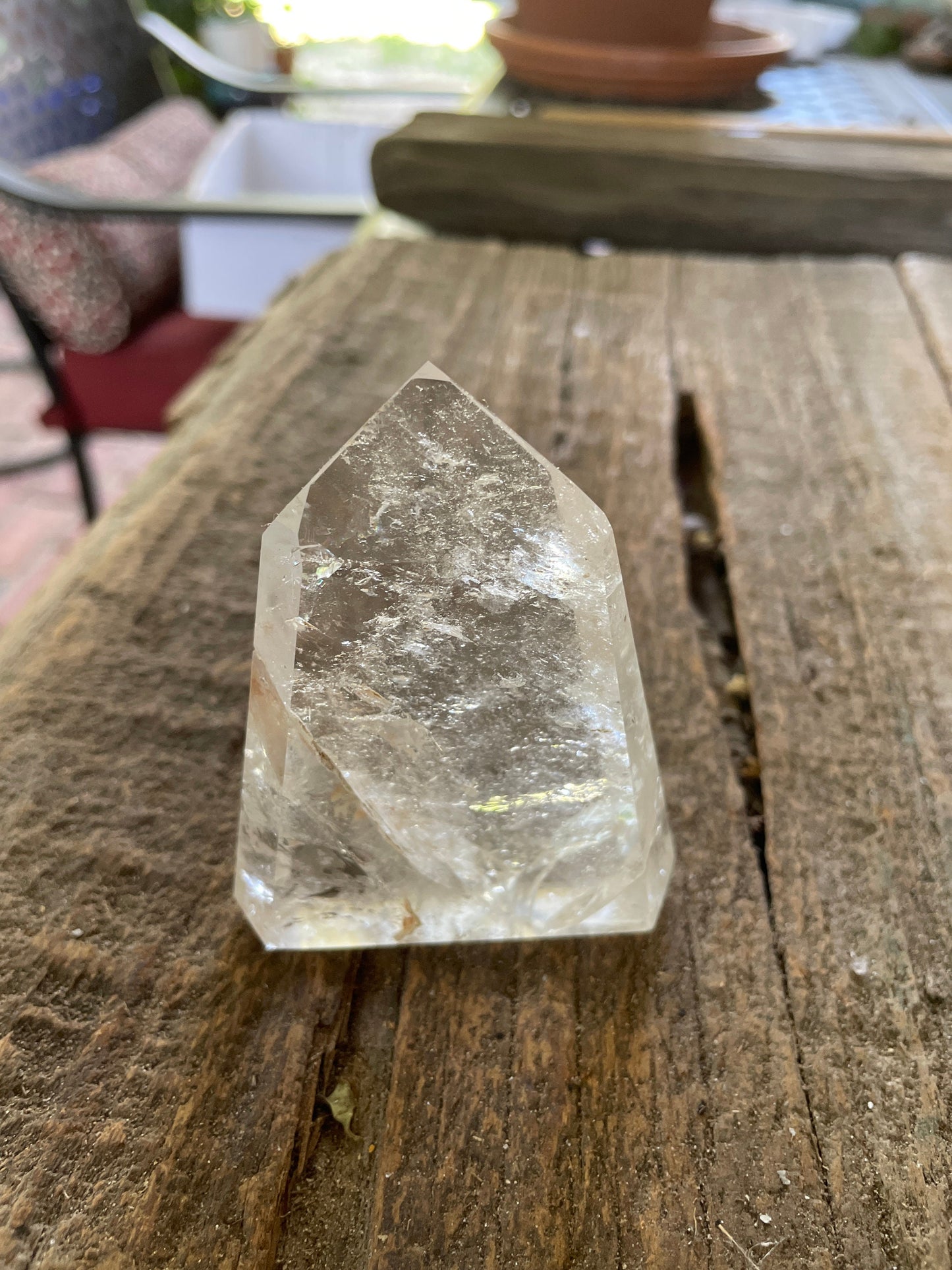 Brazilian Clear Quartz 141.7g With Iron Inclusions Polished Point Specimen Mineral Crystal