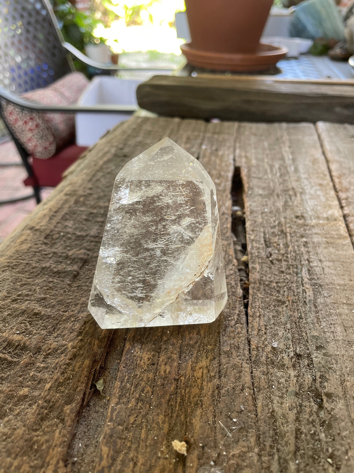 Brazilian Clear Quartz 141.7g With Iron Inclusions Polished Point Specimen Mineral Crystal
