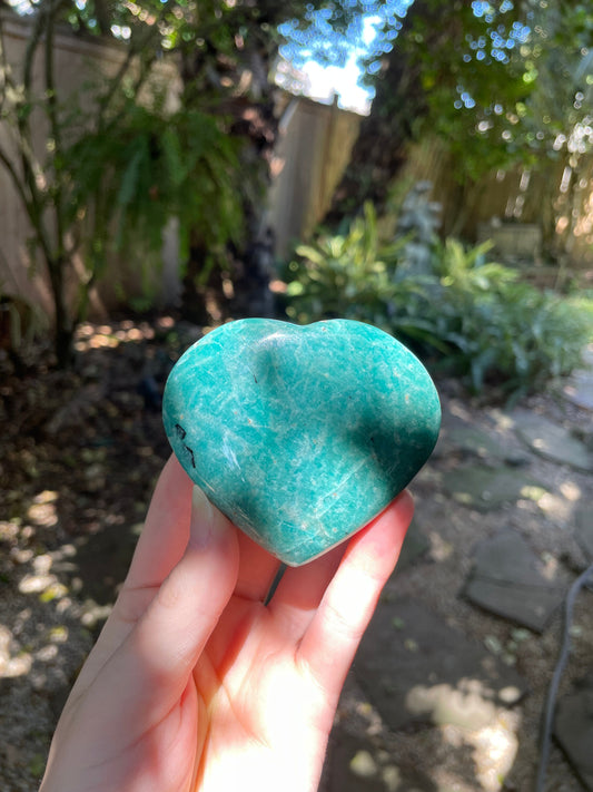 Small Deep Blue Polished Amazonite Heart 152.4g From Madagascar