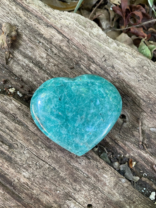 Small Deep Blue Polished Amazonite Heart 152.4g From Madagascar