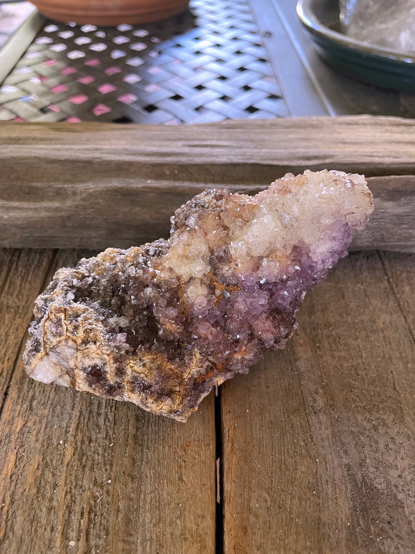 Unique Amethyst w/Hematite and Iron Spirit Quartz Point 400g Specimen From Mpumalanga South Africa