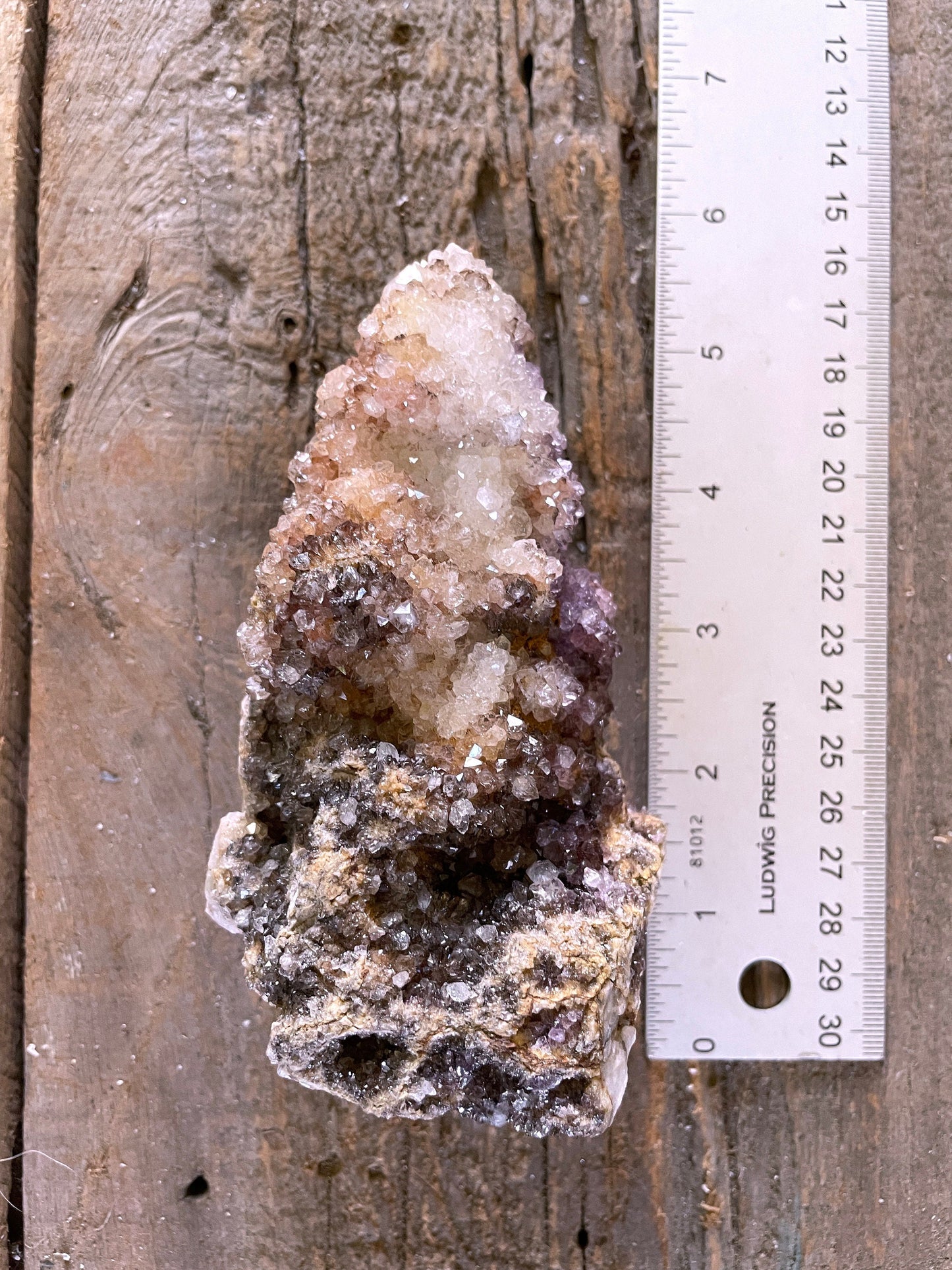 Unique Amethyst w/Hematite and Iron Spirit Quartz Point 400g Specimen From Mpumalanga South Africa