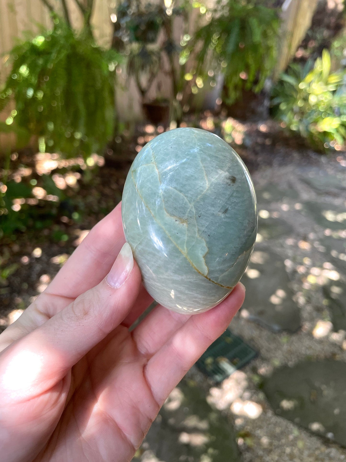 Polished Green Garnierite Palm Stone 180.7g From Madagascar Specimen Mineral Crystal