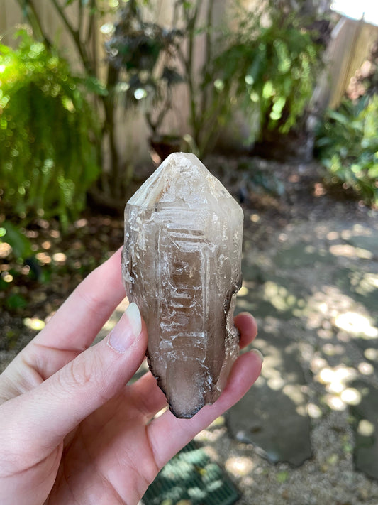 Smokey Elesital Quartz Point Specimen from Minas Gerais Brazil, 170g Mineral Crystal