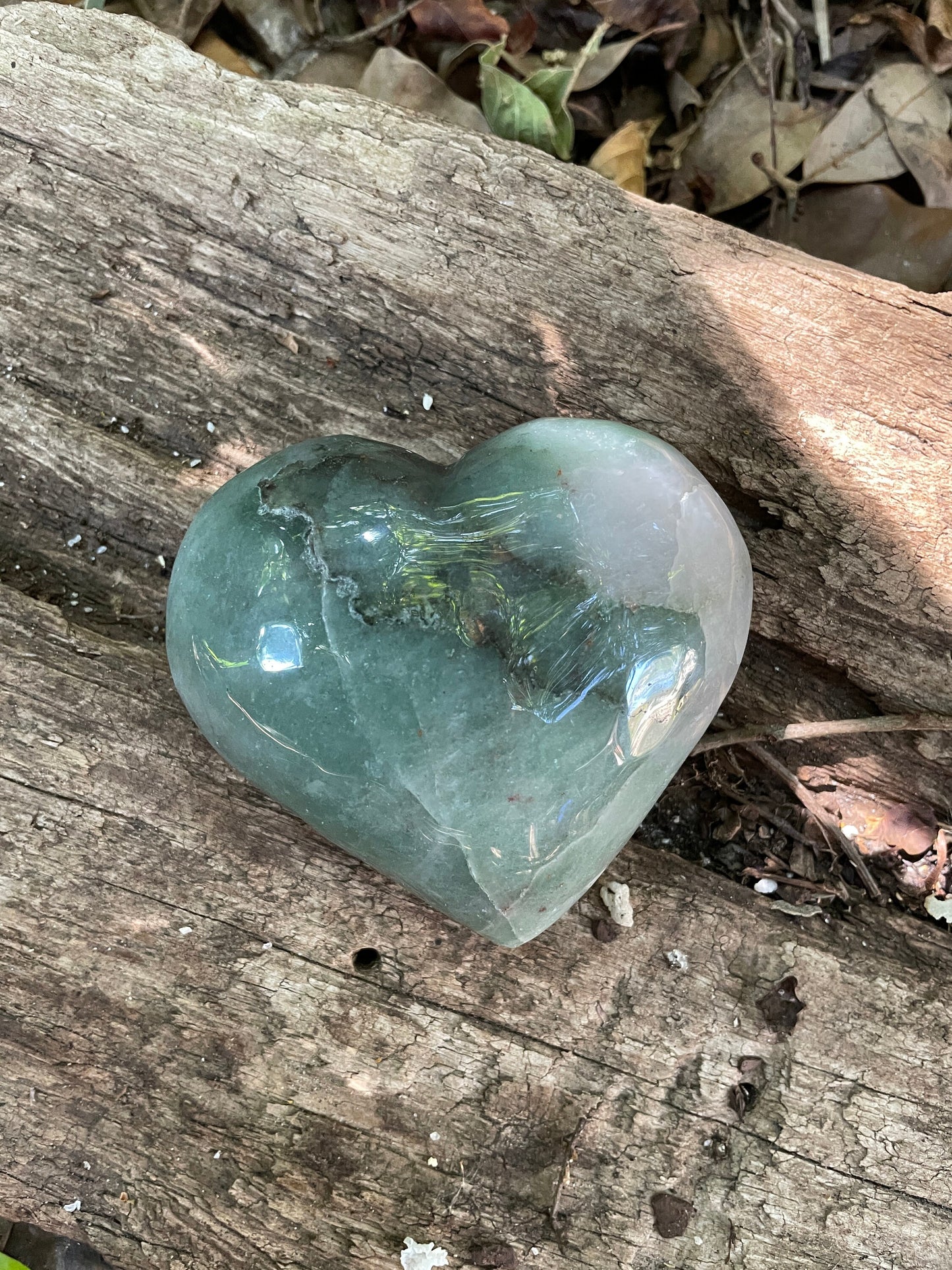 Polished Green Aventurine Fuchsite Heart Stone 341g Specimen From Brazil Mineral Crystal