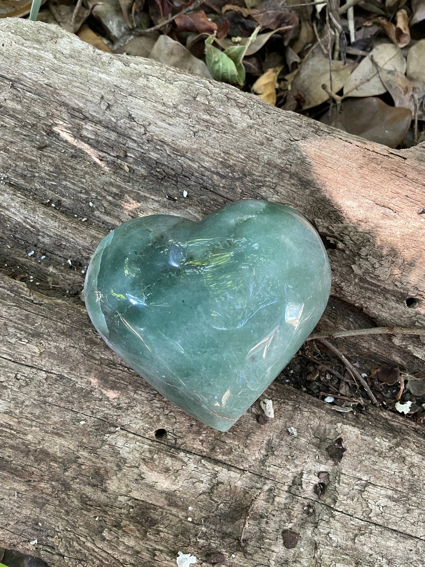 Polished Green Aventurine Fuchsite Heart Stone 341g Specimen From Brazil Mineral Crystal